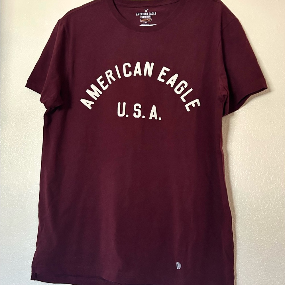 American Eagle Outfitters Men's Burgundy Tee